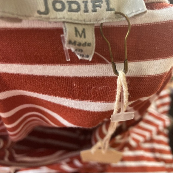 NWT Jodifl Tunic Dress Stripes Rust & White Size  M - Picture 6 of 9